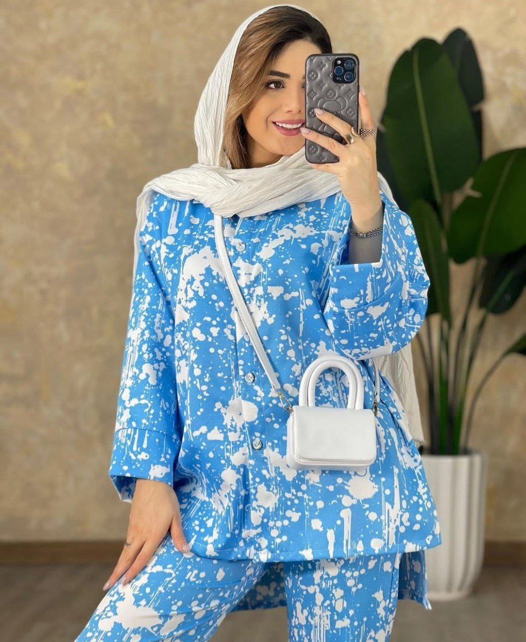 دوتکه مانتو و شلوار زنانه مدل آبرنگی