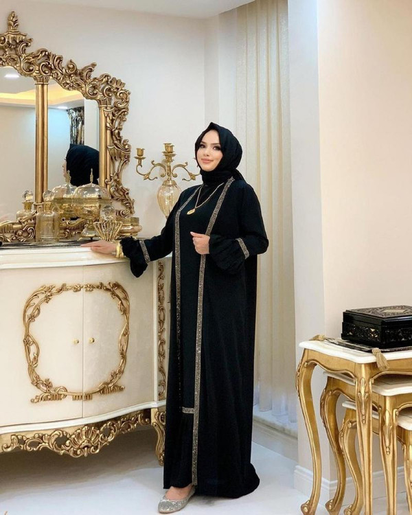 2 تیکه (سارافن حلقه ای+رویه مانتوی پارچه اسکاچی+ نوار نقره ای) زنانه مدل دیانا