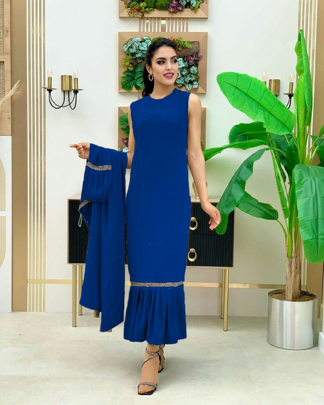 2 تیکه (سارافن حلقه ای+رویه مانتوی پارچه اسکاچی+ نوار نقره ای) زنانه مدل دیانا