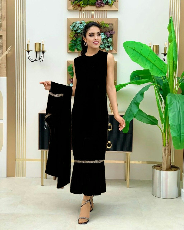 2 تیکه (سارافن حلقه ای+رویه مانتوی پارچه اسکاچی+ نوار نقره ای) زنانه مدل دیانا