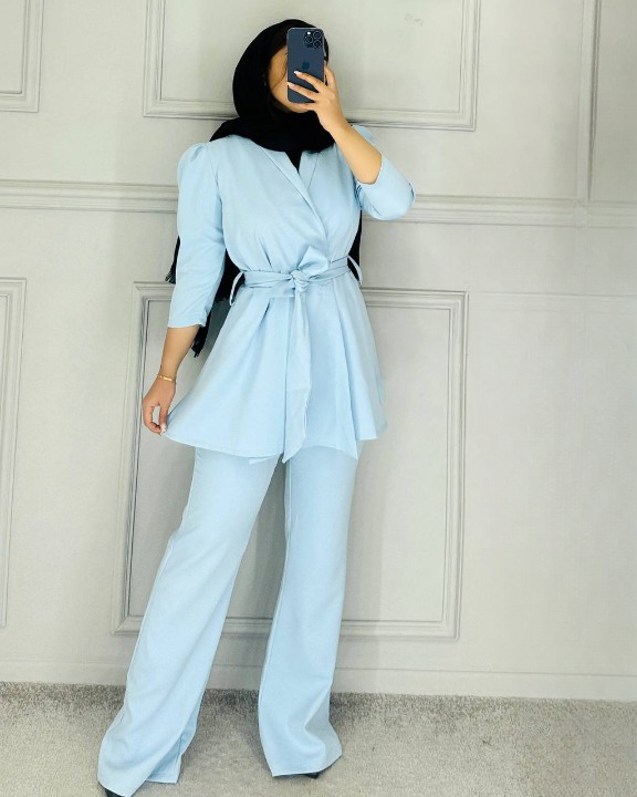 کت و شلوار زنانه کمربند دار مدل سارا