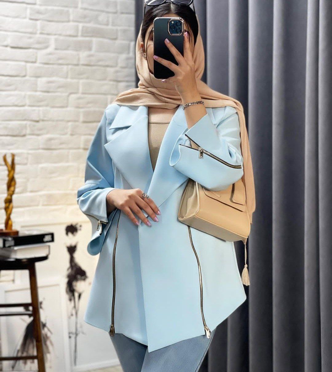 مانتو مجلسی زنانه مدل کتی زیپدار