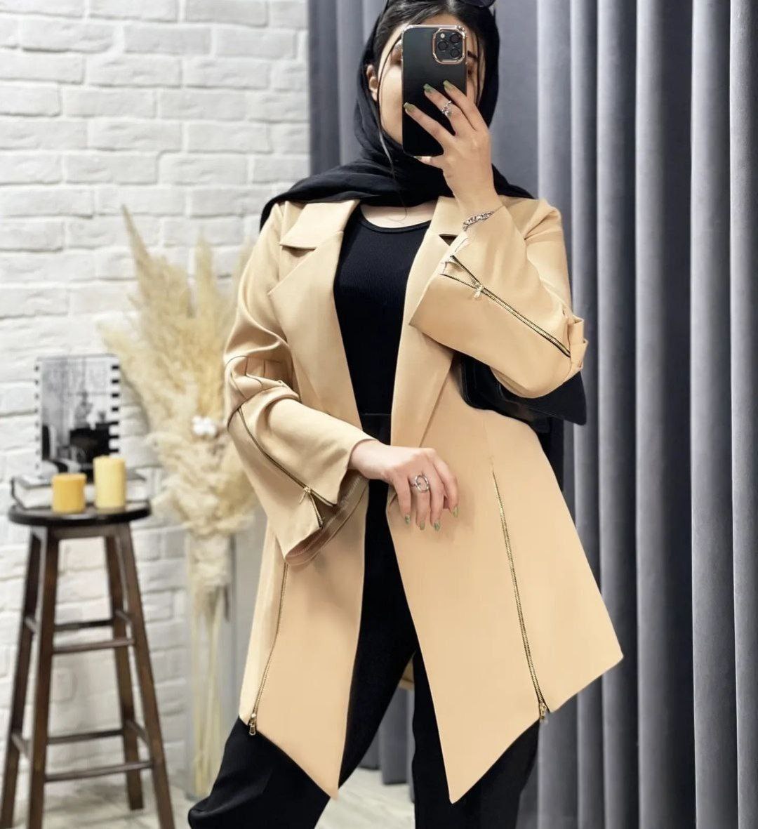 مانتو مجلسی زنانه مدل کتی زیپدار