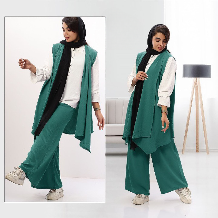 ست سه تیکه (جلیقه+شومیز+شلوار) اسپرت زنانه مدل شیرین