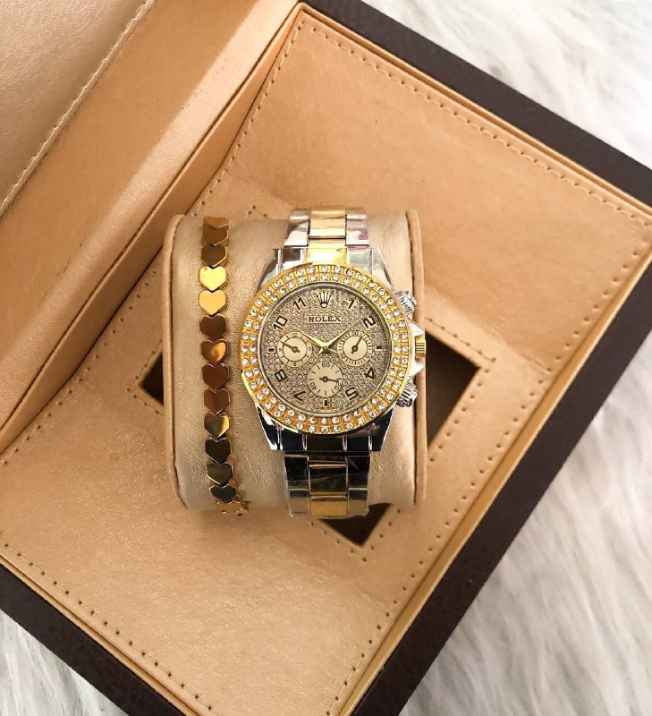 ساعت زنانه نگین دار مارک ROLEX بندفلزی 369130