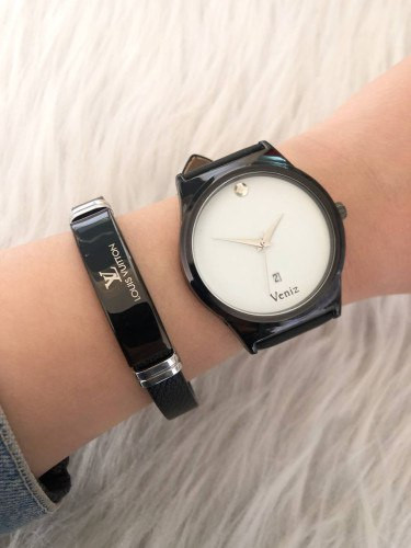 ست ساعت مردانه مارک ونیز بندچرم مشکی 369126