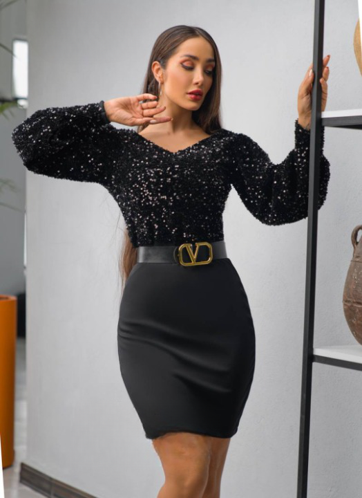 لباس مجلسی و شب میدی مدل سفیا تونیک کمربندار