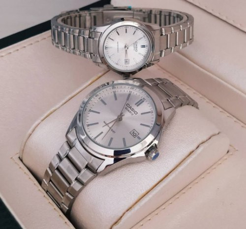 ست ساعت کاسیو بنداستیل نقرهای