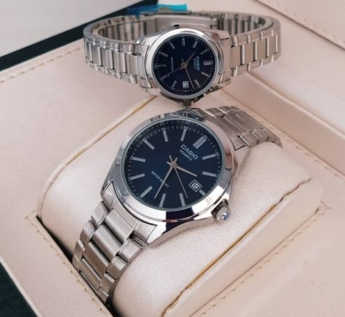 ست ساعت کاسیو بنداستیل نقرهای صفحه مشکی 369189