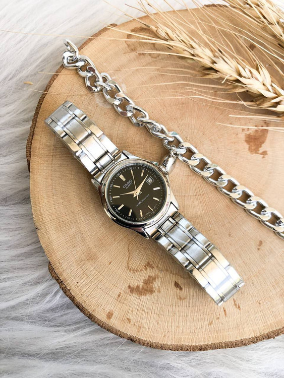 ساعت کاسیو زنانه بنداستیل نقره ای + دستبند 369199