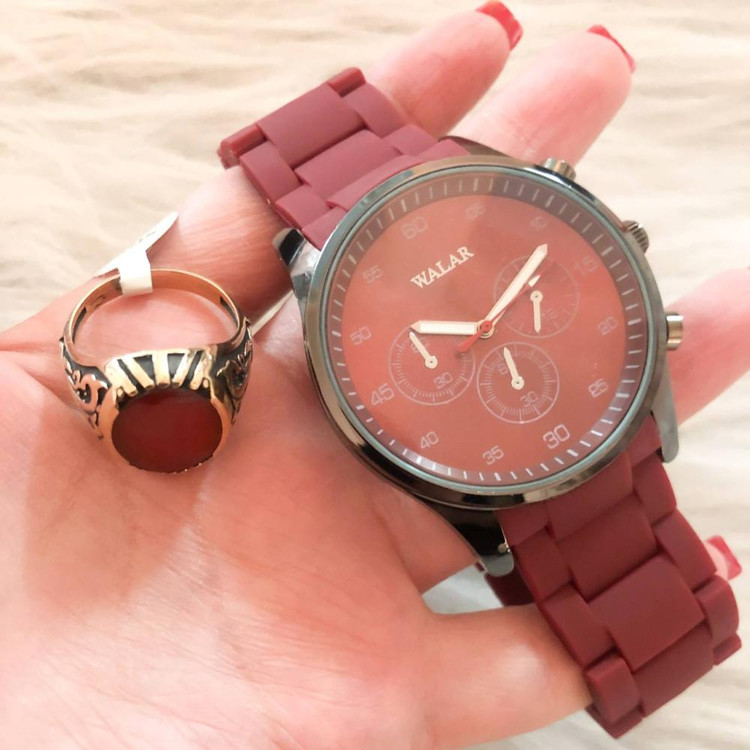 ست ساعت مچی والار مردانه قرمز دورمشکی 369007