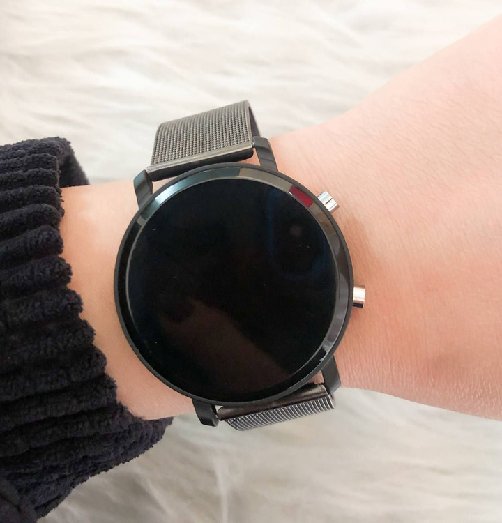 ساعت ال ای دی بندحصیری گرد مشکی دوکلید 369008