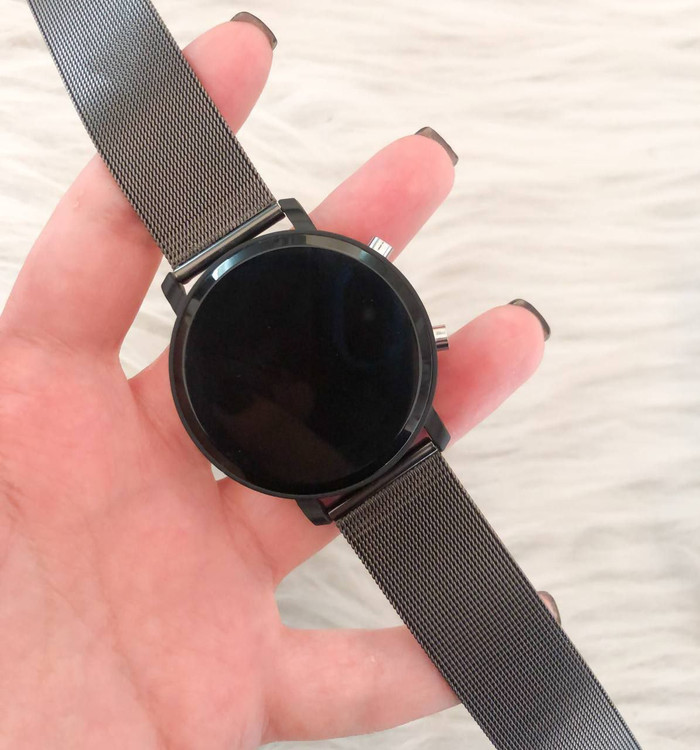 ساعت ال ای دی بندحصیری گرد مشکی دوکلید 369008