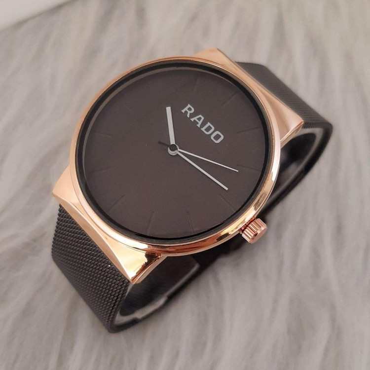 ساعت رادو مردانه بندحصیری مشکی قاب رزگلد 369021