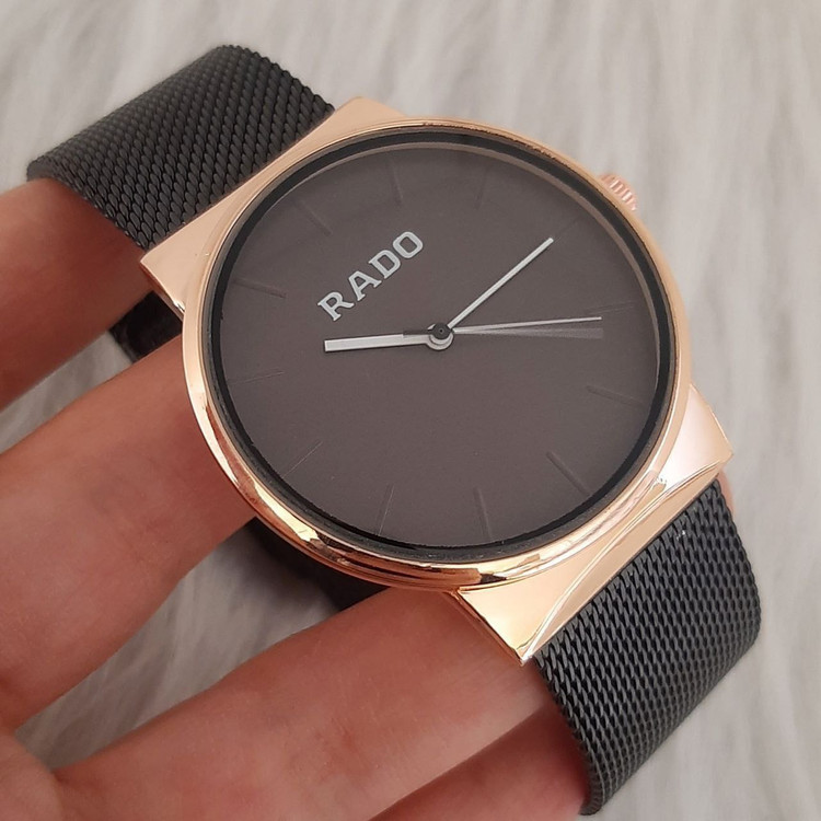 ساعت رادو مردانه بندحصیری مشکی قاب رزگلد 369021