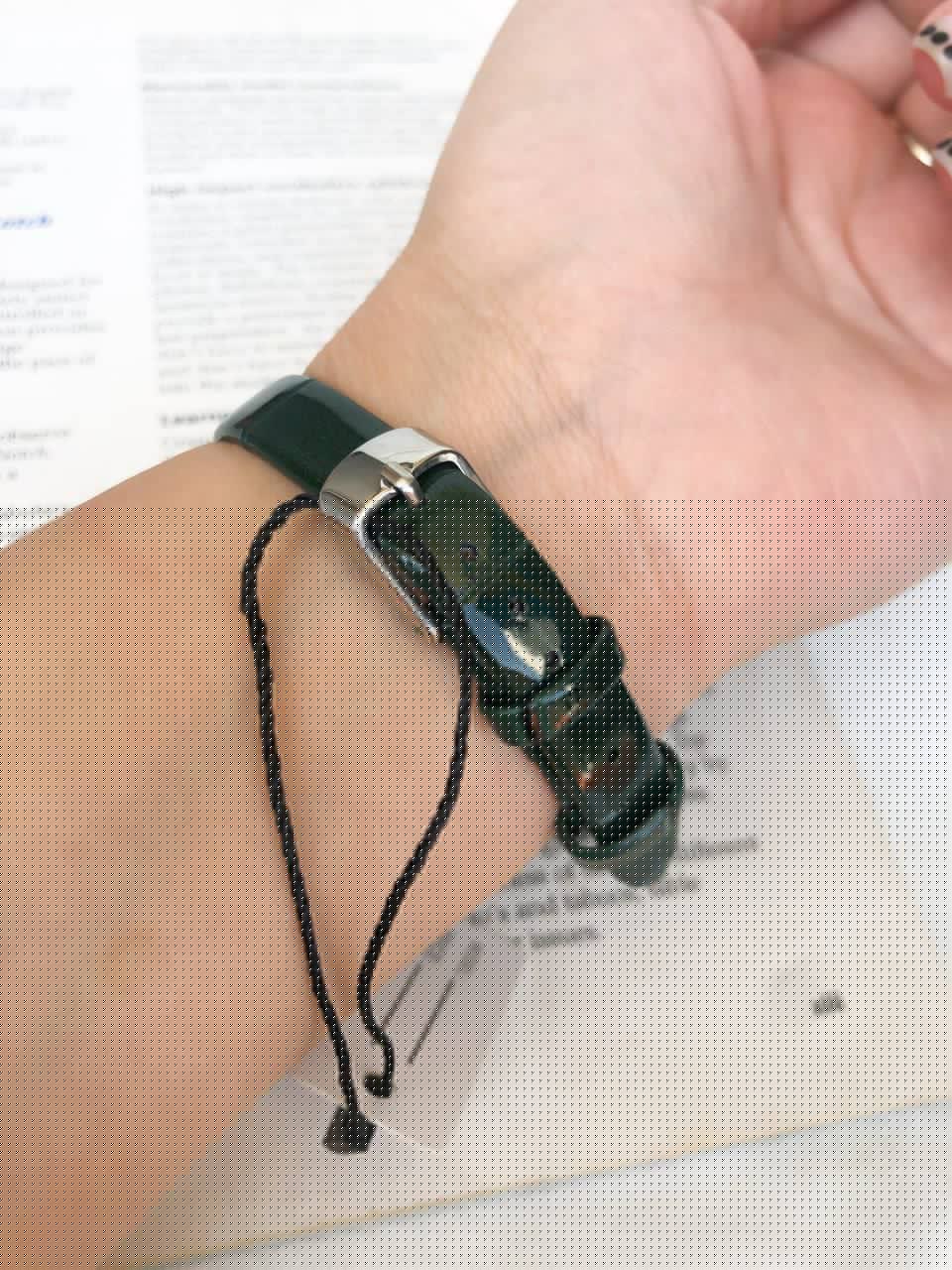 ساعت زنانه بولون بندچرم صفحه سبز همراه با انگشتر 369257