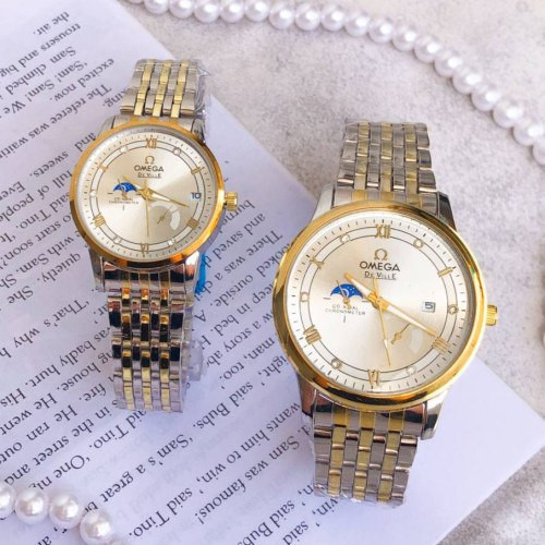 ست ساعت امگا بنداستیل دورنگ صفحه سفید 369256