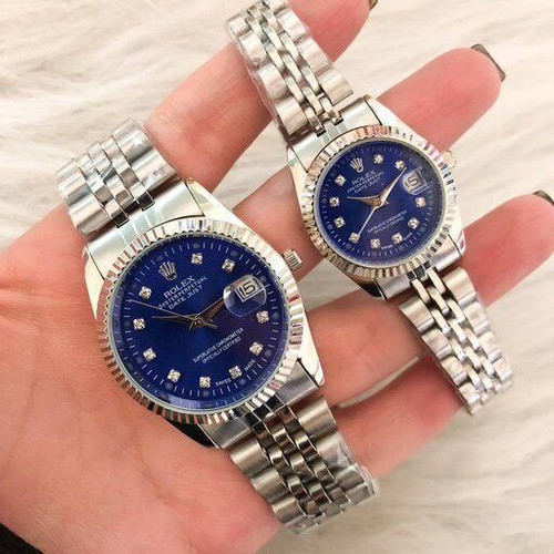 ست ساعت رولکس بنداستیل نقرهای صفحه آبی 369258