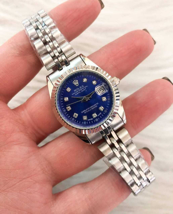 ست ساعت رولکس بنداستیل نقرهای صفحه آبی 369258