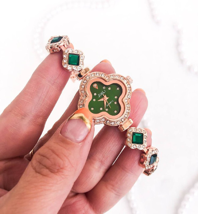 ساعت زنانه مجلسی رزگلد نگین سبز 369376