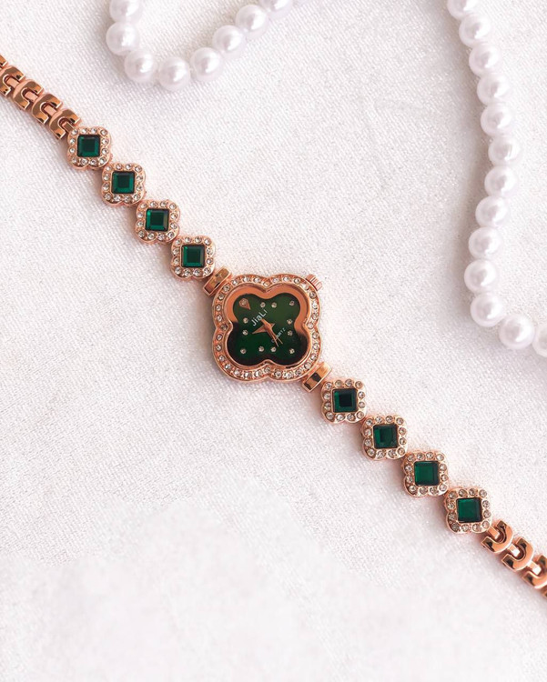 ساعت زنانه مجلسی رزگلد نگین سبز 369376