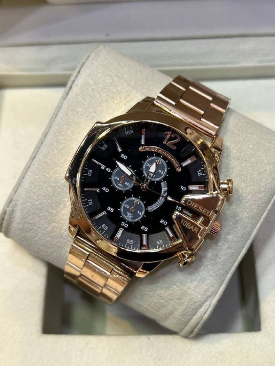 ساعت دیزل مردانه بنداستیل رزگلد صفحه مشکی 369370