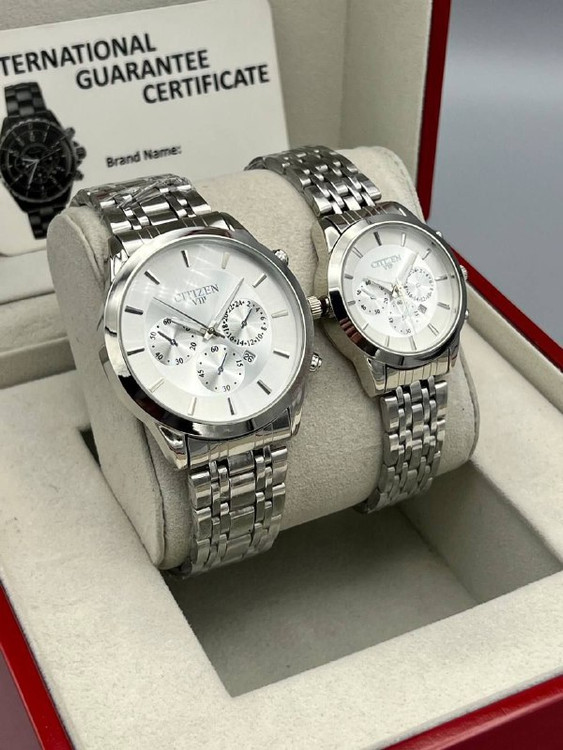 ست ساعت زنانه و مردانه مارک سیتیزن VIP بنداستیل نقرهای 369362