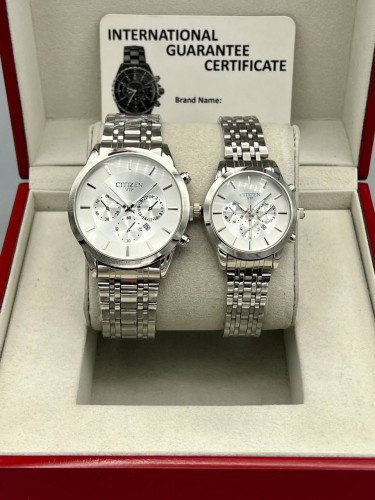 ست ساعت زنانه و مردانه مارک سیتیزن VIP بنداستیل نقرهای 369362