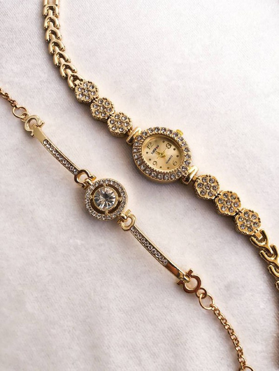 ست ساعت و دستبند زنانه نگین دار مجلسی 369361