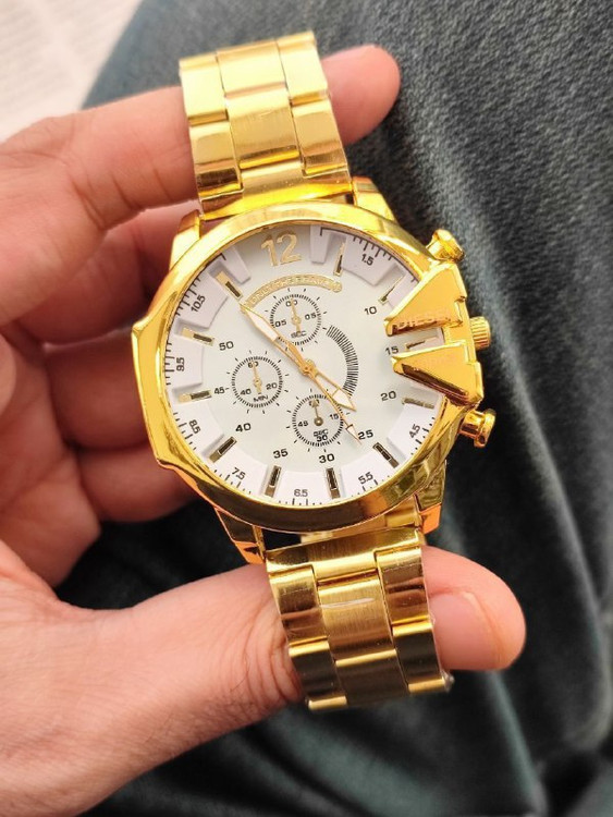 ساعت دیزل مردانه بنداستیل طلایی صفحه سفید 369063