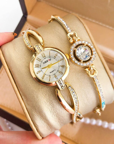 ست ساعت و دستبند زنانه نگین دار مجلسی 369385