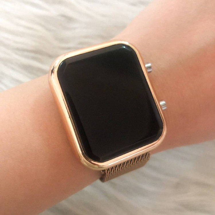 ست ساعت ال ای دی بندمگنتی رزگلد مشکی 369066