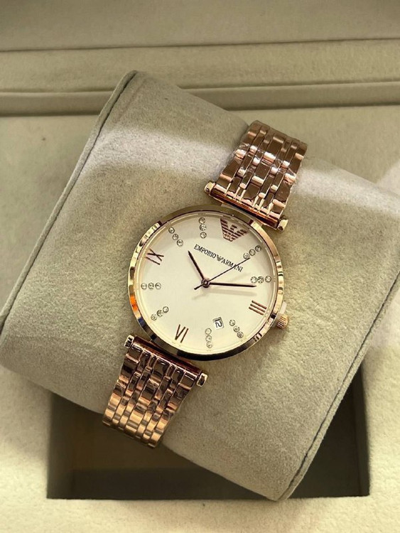 ساعت امپریوآرمانی زنانه بنداستیل رزگلد 369187