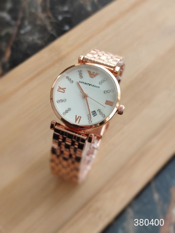 ساعت امپریوآرمانی زنانه بنداستیل رزگلد 369187