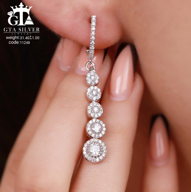 سرویس نقره جواهری مارسا سینه ریز+ گوشواره + دستبند کد 11248