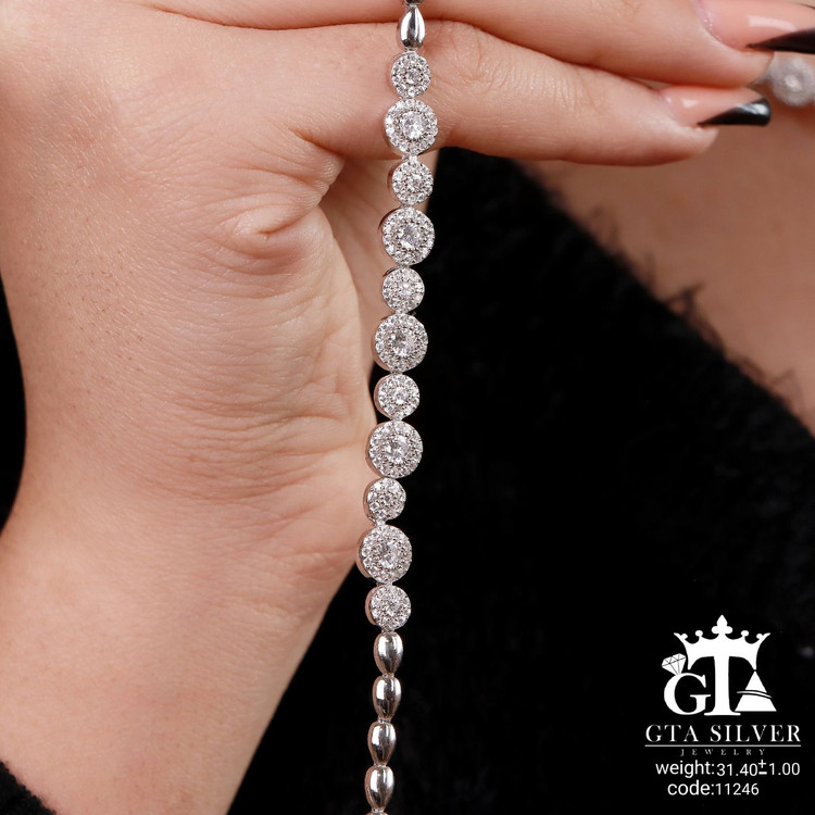 سرویس نقره جواهری مارسا سینه ریز+ گوشواره + دستبند کد 11246