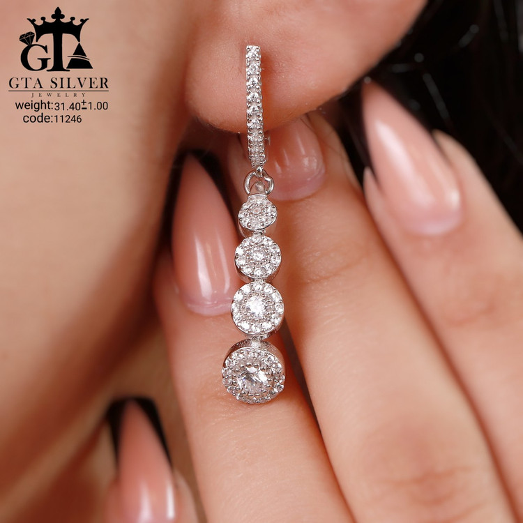 سرویس نقره جواهری مارسا سینه ریز+ گوشواره + دستبند کد 11246