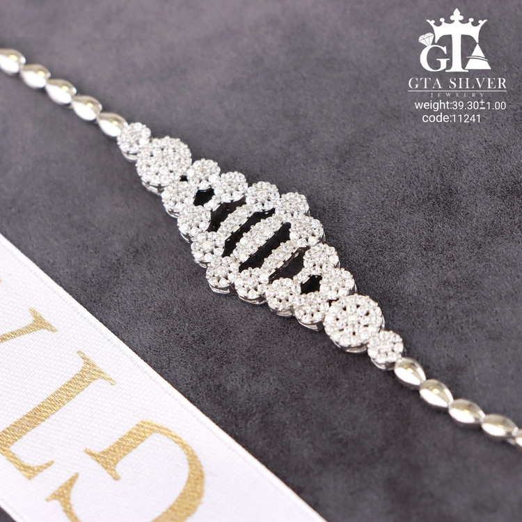 سرویس نقره جواهری مارسا سینه ریز+ گوشواره + دستبند کد 11241