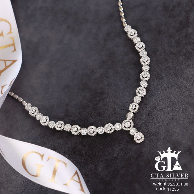 سرویس نقره جواهری مارسا سینه ریز+ گوشواره + دستبند کد 11235