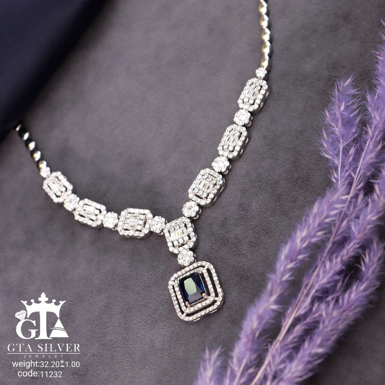 سرویس نقره جواهری مارسا سینه ریز+ گوشواره + دستبند کد 11232