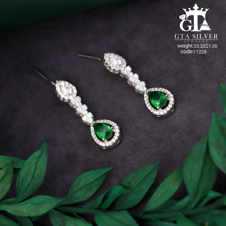 سرویس نقره جواهری مارسا سینه ریز+ گوشواره + دستبند کد 11228