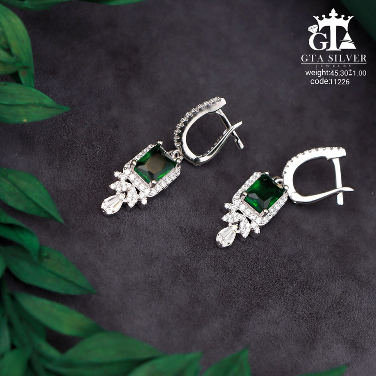 سرویس نقره جواهری مارسا طرح فلاور سینه ریز+ گوشواره + دستبند کد 11226