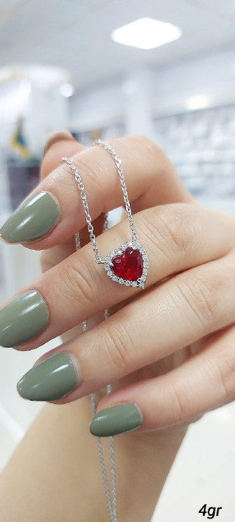 گردنبند نقره جواهری همراه سنگ شیک