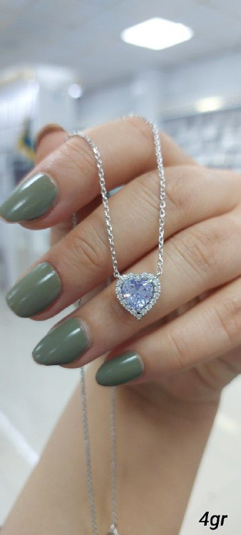 گردنبند نقره جواهری همراه سنگ شیک