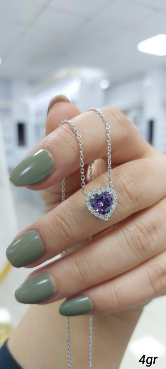 گردنبند نقره جواهری همراه سنگ شیک