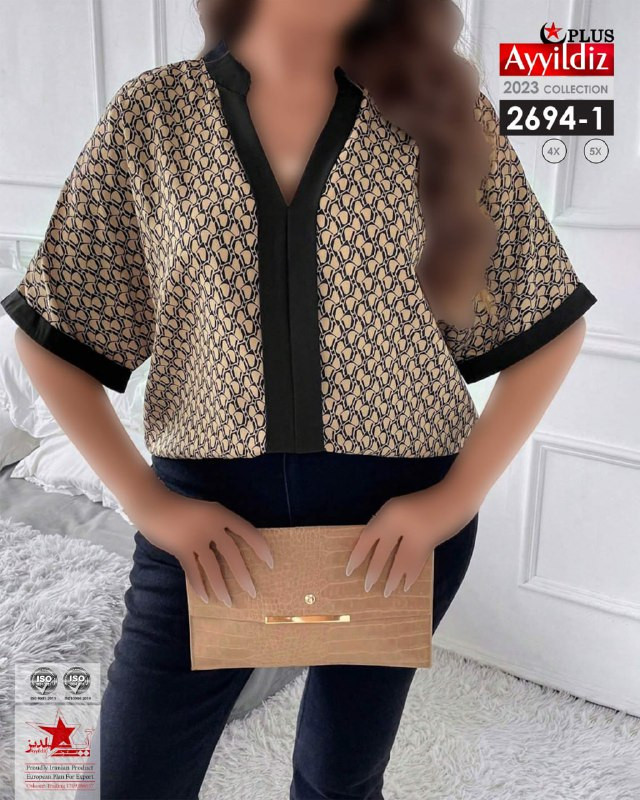 شومیز مجلسی زنانه سایز بزرگ کد 2694