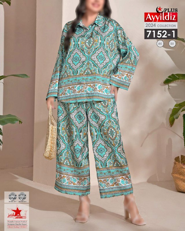 ست بلوز شلوار شیک زنانه سایز بزرگ کد 7152