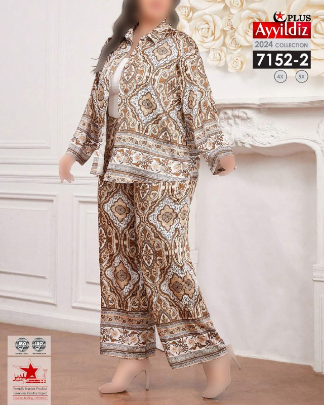 ست بلوز شلوار شیک زنانه سایز بزرگ کد 7152/2