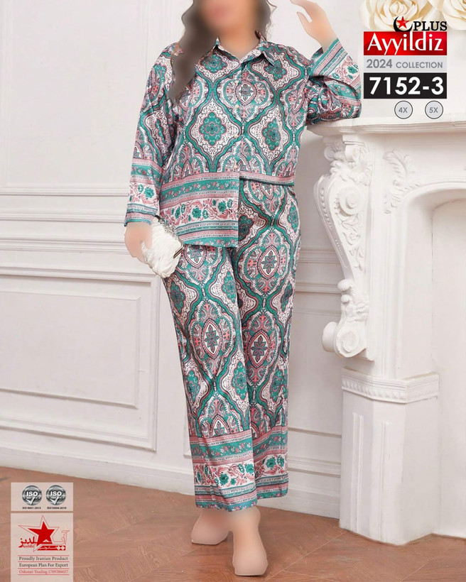 ست بلوز شلوار شیک زنانه سایز بزرگ کد 7152/3