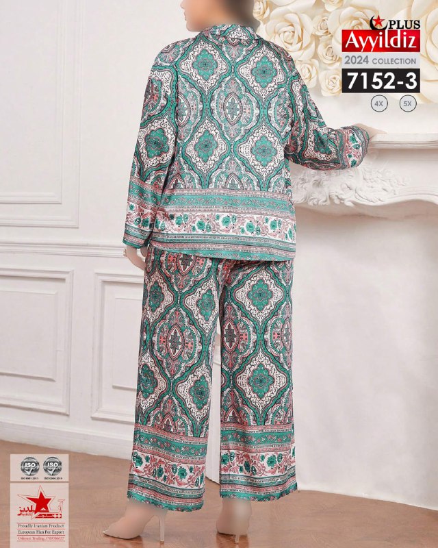 ست بلوز شلوار شیک زنانه سایز بزرگ کد 7152/3